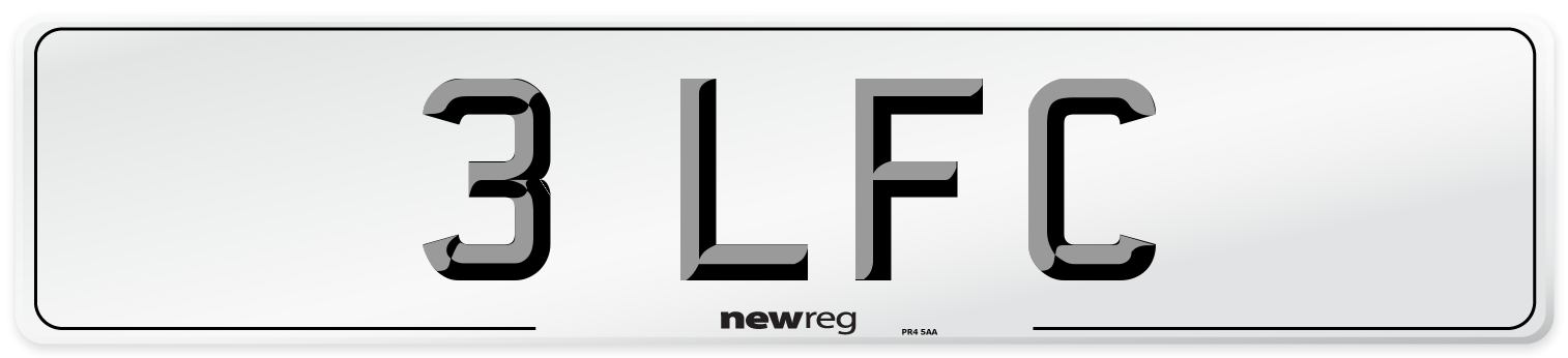 3 LFC Number Plate from New Reg